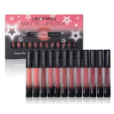 langmanni 12pcs Sexy Matte Lipstick Kits Lips Makeup Waterproof Nutritious Velvet Lip Stick Tint Nude Makeup Cosmetic
