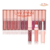 langmanni 12pcs Sexy Matte Lipstick Kits Lips Makeup Waterproof Nutritious Velvet Lip Stick Tint Nude Makeup Cosmetic